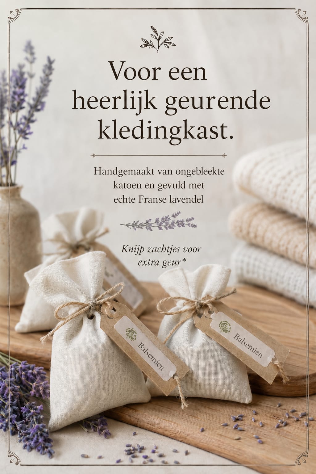 Handgemaakt Botanisch Lavendelzakje – Ongebleekt Katoen