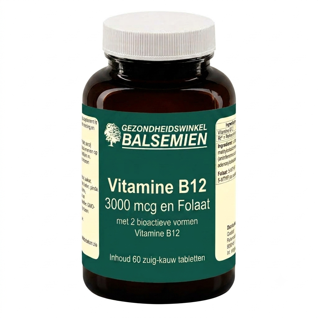Vitamine B12 3000 mcg en Folaat - 60 zuig-kauwtb